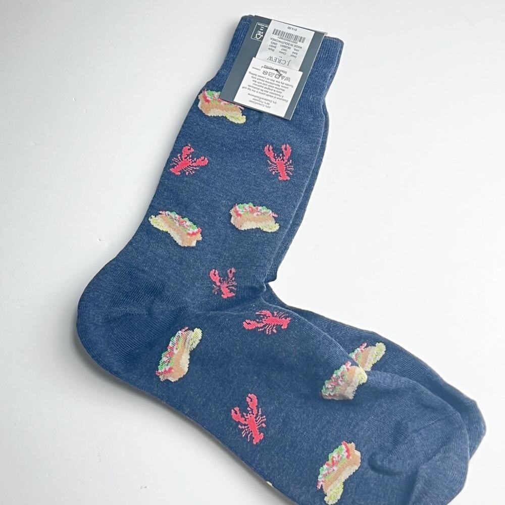 J.Crew Men's Crew Style Socks Seafood Theme Print  OS NWT